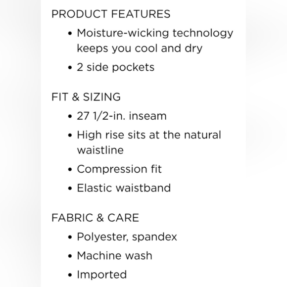 Tek Gear Ultra-Sculpt High-Waisted Leggings With Pockets 7/8 - Picture 10 of 11